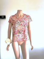 Caroline Biss Kleurrijk shirt maat 46 katoen elastaan, Manches courtes, Taille 46/48 (XL) ou plus grande, Enlèvement ou Envoi