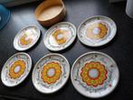 6 assiettes à fromage vintage sixties déco coloré porcelaine, Enlèvement