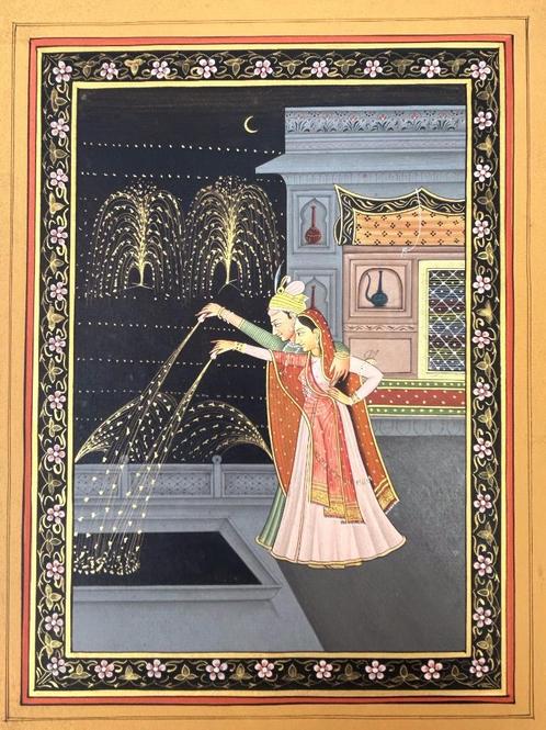 Peinture hindoue / dessinée à la main années 1980, Antiquités & Art, Art | Art non-occidental, Enlèvement ou Envoi