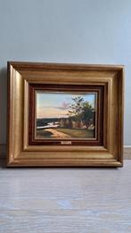 Vintage olieverfschilderij in gouden houten lijst, Ophalen of Verzenden