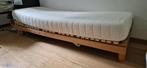 Lit 1 personne avec sommier électrique et matelas, Ophalen, Beige, 200 cm, Hout