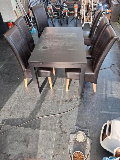 Eettafel uitschuijfbaar met 6 Stoelen, Huis en Inrichting, Tafels | Eettafels, Gebruikt, Ophalen