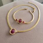 Diamond & Ruby 18 karaat goud set, Handtassen en Accessoires, Armbanden, Ophalen, Zo goed als nieuw, Met edelsteen, Goud