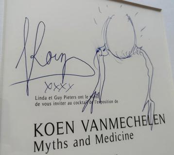 Koen Vanmechelen uitnodiging met tekening en handtekening beschikbaar voor biedingen