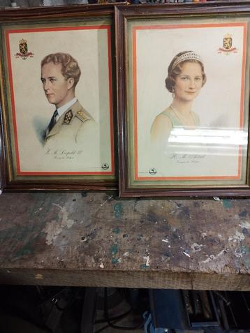 Schilderij prenten Koning Leopold en Koningin Astrid beschikbaar voor biedingen