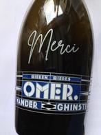 Lege bierfles blauw Omer Vander Ghinste Merci, Verzamelen, Biermerken, Ophalen of Verzenden