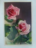 oude prentkaart bloemen rozen, Gelopen, Overige thema's, Verzenden