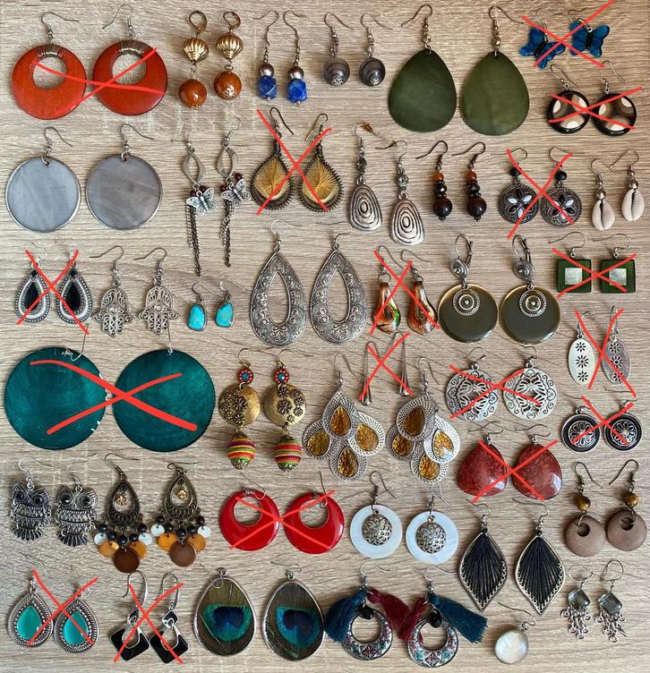 66 paires de pendentifs et boucles d'oreilles, Bijoux, Sacs & Beauté, Boucles d'oreilles, Comme neuf, Pendantes, Argent, Brun