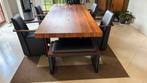 Houten bureau/eettafel met 6 stoelen, Huis en Inrichting, Ophalen, 100 tot 150 cm, 200 cm of meer, Zo goed als nieuw