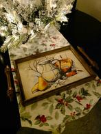 Vintage dienblad met tegelinleg, Huis en Inrichting, Woonaccessoires | Dienbladen, Ophalen, Hout