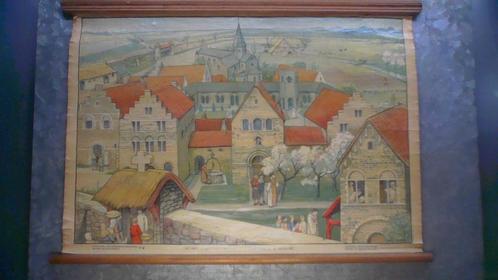 Schoolkaart van offel - nr 4 - het middeleeuwse kloosterleve, Antiquités & Art, Antiquités | Cartes scolaires, Histoire, Enlèvement ou Envoi