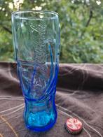 Blauw Coca-Cola glas met vlinder en hartje, Ophalen, Zo goed als nieuw