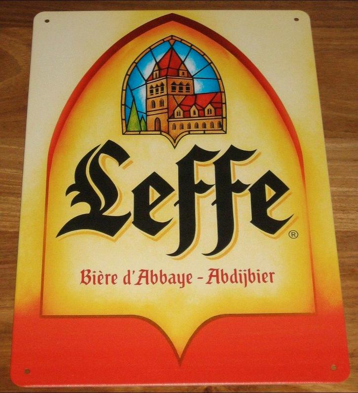 LEFFE BIER : Metalen Bord Leffe Abdijbier - Bière d´Abbaye, Collections, Marques de bière, Neuf, Panneau, Plaque ou Plaquette publicitaire