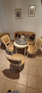 Louis styantieke set  van 6 stoelen,  en bank  met rond tafe, Antiek en Kunst, Ophalen