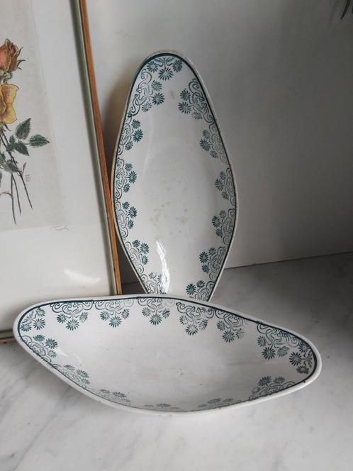 2 mooie oude ovale (zuur) schaaltjes / raviers Sarreguemines, Antiek en Kunst, Curiosa en Brocante, Ophalen of Verzenden