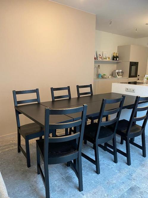 Eettafel uitschuifbaar + 6 stoelen, Huis en Inrichting, Tafels | Eettafels, Zo goed als nieuw, 50 tot 100 cm, 200 cm of meer, Vijf personen of meer