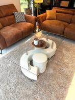 Table salon verre et pouf DESIGN, Maison & Meubles, Enlèvement