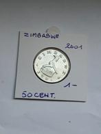 Zimbabwe 50 cent 2001 in UNC, Postzegels en Munten, Munten | Afrika, Ophalen of Verzenden, Zimbabwe