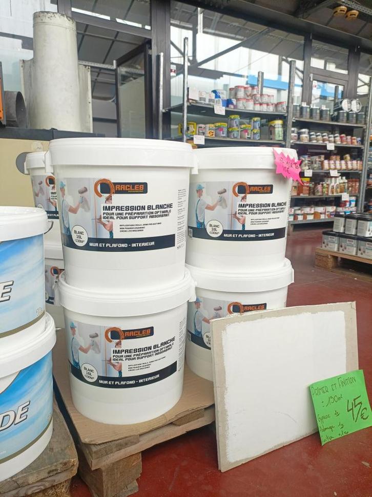 Primer blanc – 16 L – murs & plafonds – 130 m², Bricolage & Construction, Peinture, Vernis & Laque, Neuf, Peinture, 15 à 20 litres