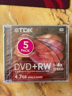 DVD + RW van TDK  5pack, Computers en Software, Beschrijfbare discs, Herschrijfbaar, Ophalen of Verzenden, Dvd, Nieuw