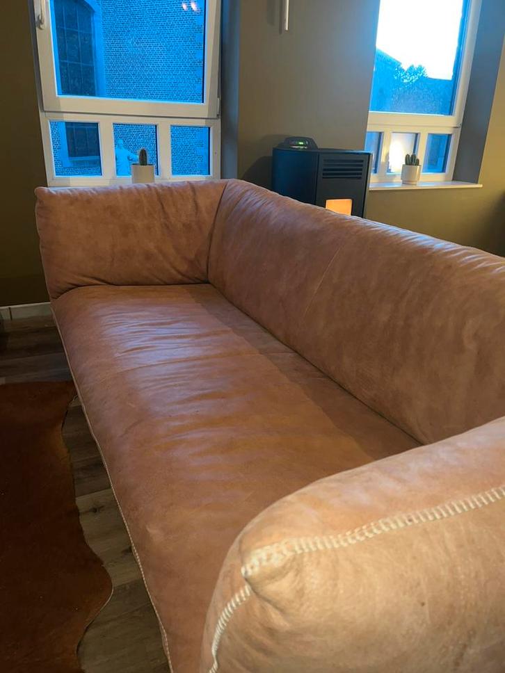 Musterring leren bank. Top staat!, Huis en Inrichting, Zetels | Complete zithoeken, Zo goed als nieuw, Leer, Verzenden