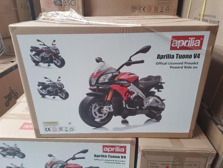 Nouvelle Moto Aprilia Tuono V4 Noir 12V Electrique, Kinderen en Baby's, Speelgoed | Buiten | Accuvoertuigen, Nieuw, Ophalen of Verzenden