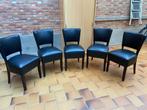 5 Prachtige lederen salonstoelen en stevige, Vijf, Zes of meer stoelen, Gebruikt, Leer, Zwart
