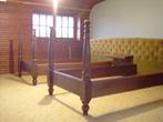 Pieds de lits tournés en chêne (rare), Haut. 1,1 m, Maison & Meubles, Comme neuf, Brun, 90 cm, Bois