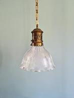 Grote holofaansuspensie in gegroefd glas, 1920-30, Ophalen of Verzenden