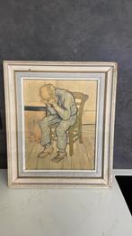 Schilderij Treurende oude man, Ophalen of Verzenden