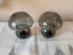 Lot de 2 lampes champignon LED – verre fumé – 17 cm –, Ophalen, Glas