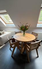 Massief eiken uitschuifbare ronde tafel, Enlèvement, Comme neuf