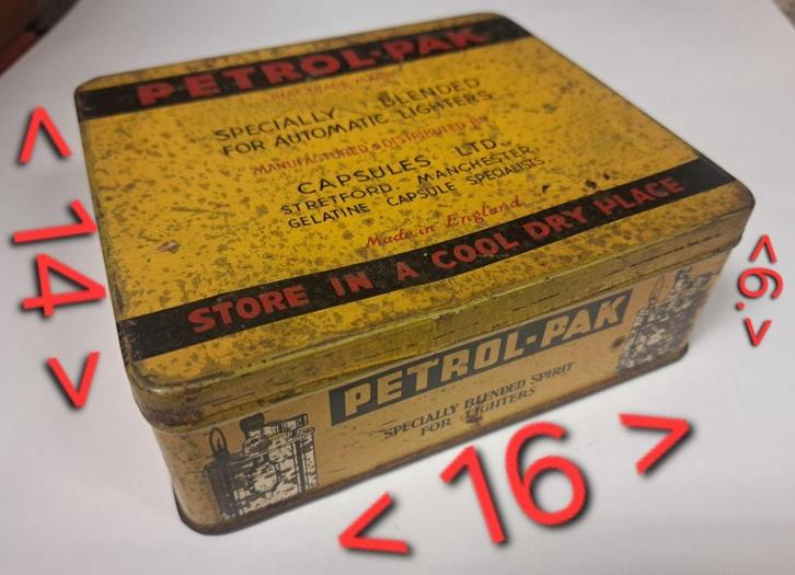 Petrol-Pak, brandspiritus capsules. Oud blik., Verzamelen, Blikken, Gebruikt, Overige, Overige merken, Ophalen of Verzenden