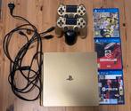 PlayStation 4 Gold Edition + 2 gouden controllers en 3 games, Games en Spelcomputers, Ophalen, Met 2 controllers, Slim, Gebruikt