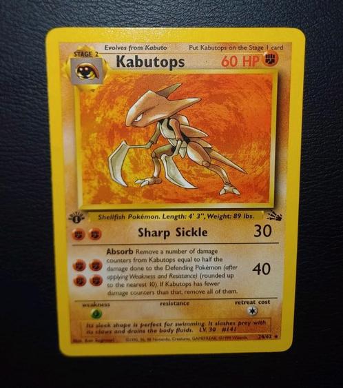 Wotc Era: Kabutops 24/62 1st edition Fossil, Hobby en Vrije tijd, Verzamelkaartspellen | Pokémon, Zo goed als nieuw, Ophalen of Verzenden