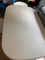 Tafel scandinavisch hout, wit geverfd., Huis en Inrichting, Tafels | Eettafels, Ophalen, Rechthoekig, afgerond, Gebruikt, 100 tot 150 cm