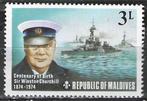 Maldiven 1974 - Yvert 503 - Winston Churchill - 3 l.  (PF), Postzegels en Munten, Verzenden, Postfris