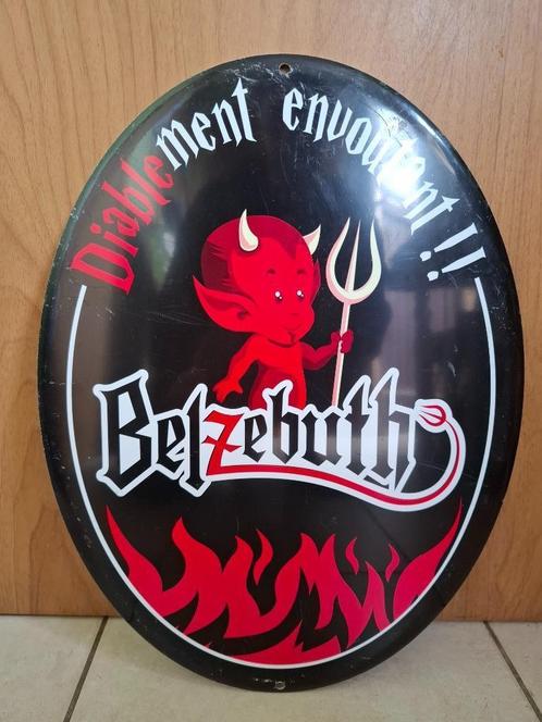 Reclamebord Belzebuth, Verzamelen, Biermerken, Zo goed als nieuw, Reclamebord, Plaat of Schild, Overige merken, Ophalen of Verzenden
