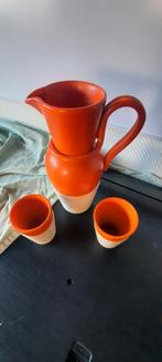 Vintage keramische waterkan met 2 bekers, Antiek en Kunst, Antiek | Keramiek en Aardewerk, Ophalen