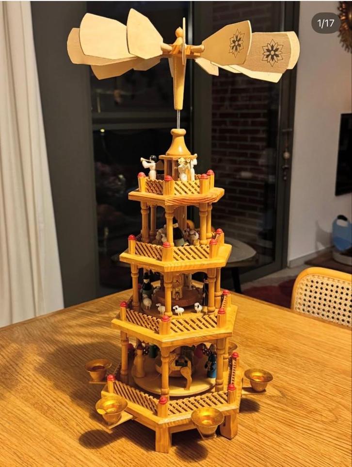 Vintage kerstpyramide, houten kerstpiramide, Diversen, Kerst, Ophalen of Verzenden