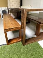 Grote eettafel met bijpassende zitbanken, Huis en Inrichting, Ophalen, Gebruikt, 100 tot 150 cm, 200 cm of meer