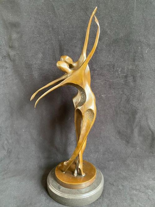 Bronzen dansers/stel abstract.Milo/stempel 50cm zuiver brons, Antiquités & Art, Art | Sculptures & Bois, Enlèvement ou Envoi