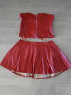 Bustier + Rokje Faux Leather Rood, Ophalen of Verzenden, Rood, Setje
