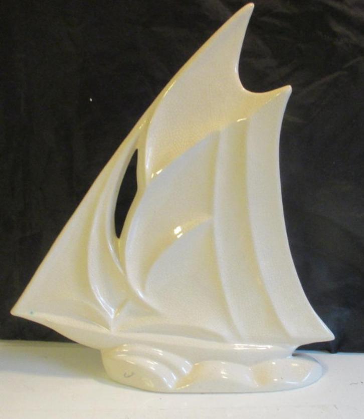 zeldzame art deco craquelé Fontinelle zeilboot boot, Antiek en Kunst, Antiek | Keramiek en Aardewerk, Ophalen