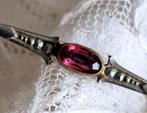 Antieke 19eeuwse broche met rode steenje, Handtassen en Accessoires, Antieke sieraden, Verzenden, Koper, Broche