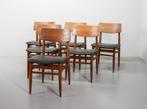 Set vintage Deens design teakhouten eetkamerstoelenn 1960s, Ophalen, Gebruikt, Zwart, Hout