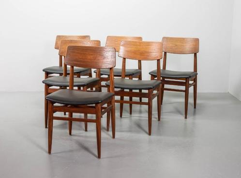 Set vintage Deens design teakhouten eetkamerstoelenn 1960s, Huis en Inrichting, Stoelen, Gebruikt, Vijf, Zes of meer stoelen, Hout