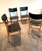 4 vintage houten stoelen, Ophalen, Gebruikt