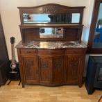 Houten kast met marmermeren plaat en spiegel, Antiek en Kunst, Ophalen