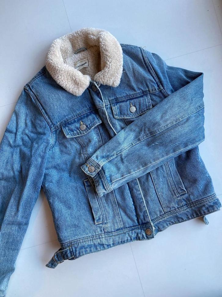 Blauwe jeansjas met wollen binnenkant (Pimkie - XS), Kleding | Dames, Jassen | Winter, Zo goed als nieuw, Maat 34 (XS) of kleiner